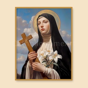 Saint Catherine of Siena Wall Art Print, Catholic Saints Printable, Dominican Saint Poster, Religious Home Decor, Patron Saint of Nurses