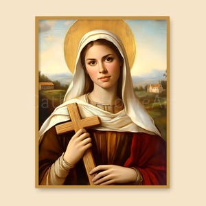 St Genevieve Printable Wall Art, Saint Genevieve of Paris Christian Catholic Printable Poster Print, Religious Art Decor Digital Download