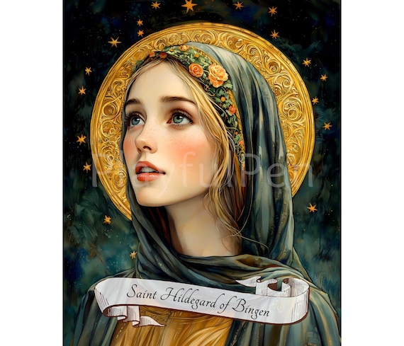 Saint Hildegard of Bingen Printable Wall Art, Catholic Poster