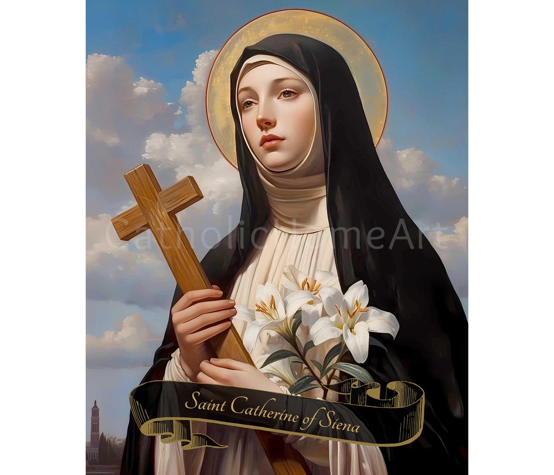 Saint Catherine of Siena Wall Art Print, Catholic Saints Printable ...