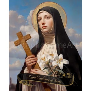 Saint Catherine of Siena Wall Art Print, Catholic Saints Printable ...