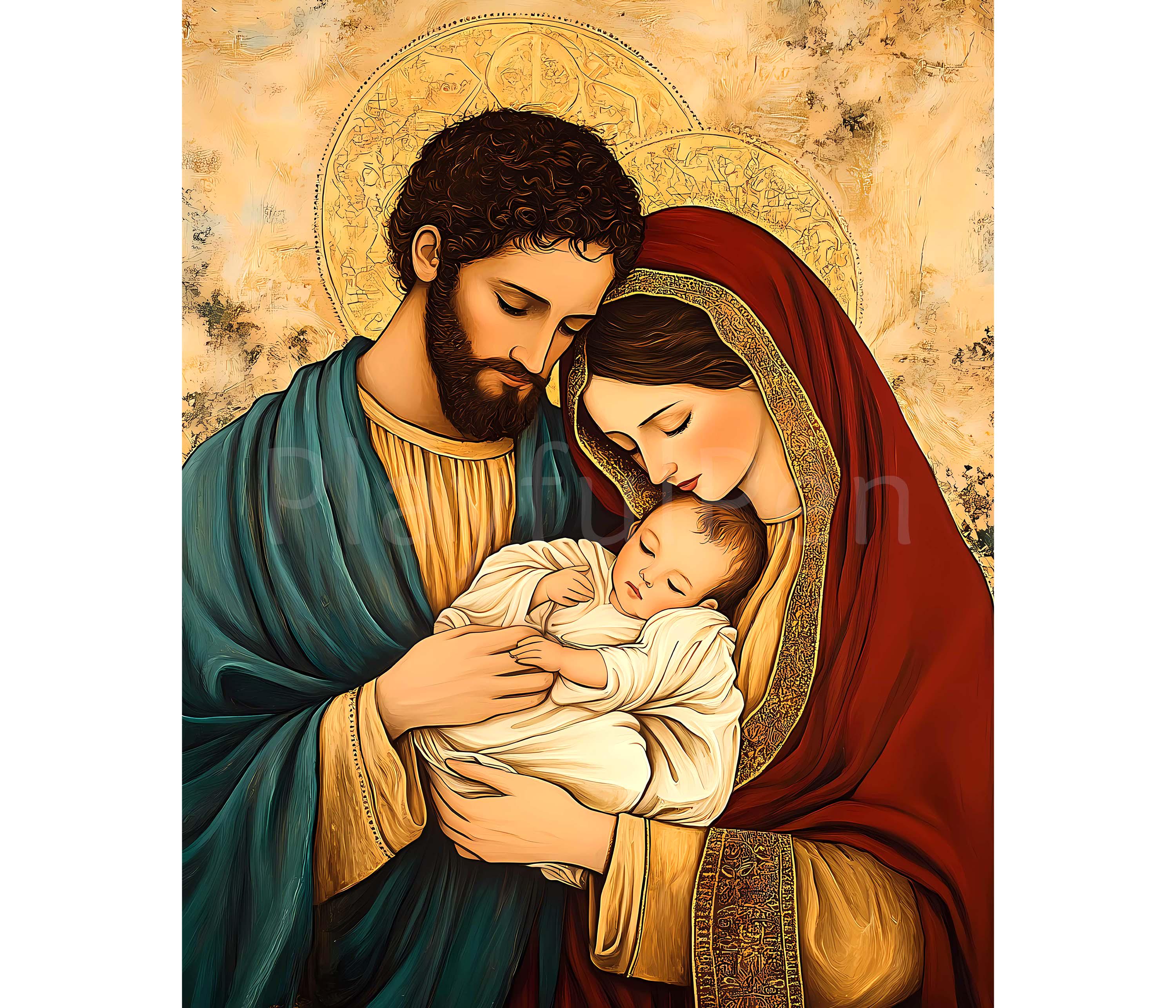 Nativity Scene Holy Family Wall Art Printable Poster, Jesus Mary and ...