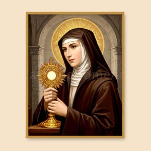 Art mural imprimable Sainte Claire d'assise, affiche catholique chrétienne, impression d'art religieux, téléchargement numérique