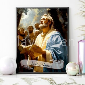 Saint Matthias Catholic Art Print, Apostle Evangelist Poster (digital ...