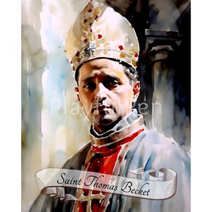 Saint Thomas Becket Printable Wall Art, Catholic Poster Print, Religious Art Digital Download
