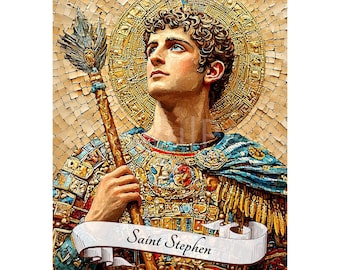 Sankt Stefan utskrivbar väggkonst, katolska religiösa helgonkonsttryck, Sankt Stefan affisch, omedelbar digital nedladdning