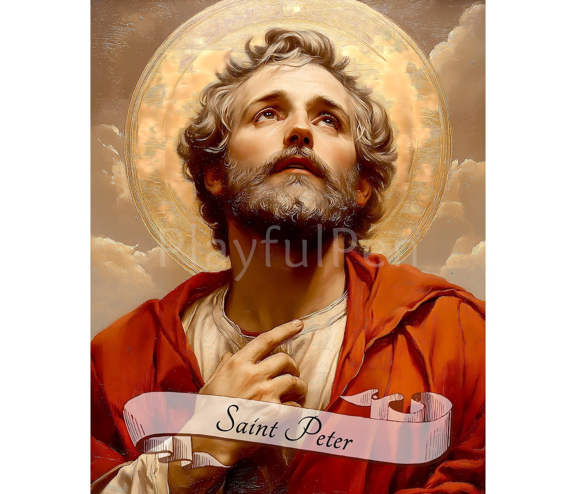 Saint Peter the Apostle Printable Wall Art, Catholic Poster Print, AI ...