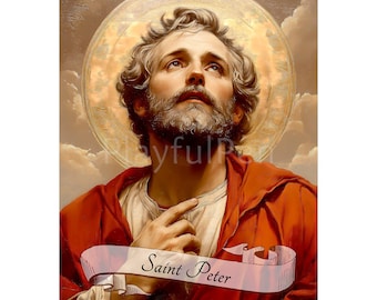 Święty Piotr Apostoł – wydruk na ścianę, plakat katolicki, sztuka religijna do pobrania w wersji cyfrowej
