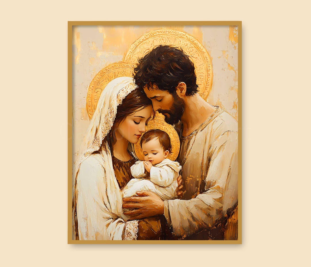 Holy Family Nativity Scene Wall Art Printable Poster, Jesus Mary and ...