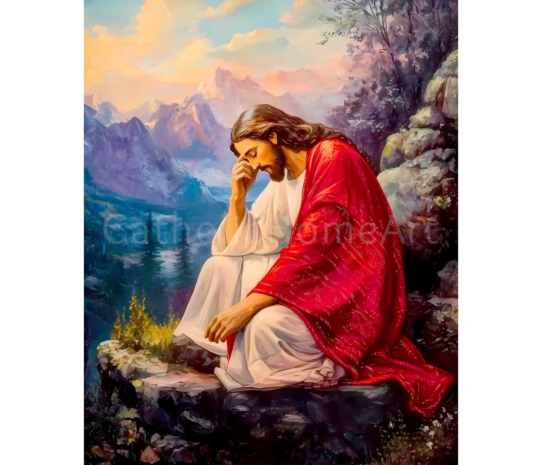 Jesus Praying in the Garden Printable Wall Art, Picture of Agony of ...