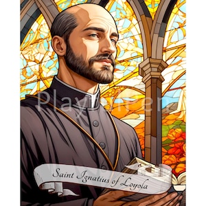 Saint Ignatius of Loyola Printable Wall Art, Catholic Poster Religious Saints Art Print, St Ignatius Poster, Instant Digital Download