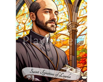 Saint Ignatius of Loyola Printable Wall Art, Catholic Poster Religious Saints Art Print, St Ignatius Poster, Instant Digital Download