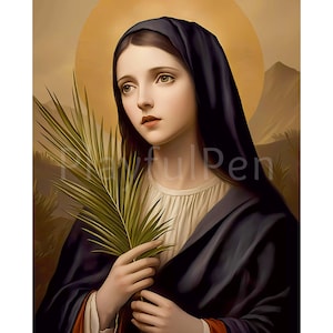 St Winifred Wall Art Print, Saint Winefride Picture Digital Download, Catholic Printable Poster Image, Religious Art Home Decor
