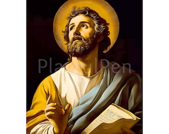 Afdrukbare muurkunst Saint Thomas de Apostel, katholieke posterprint, religieuze kunst digitale download