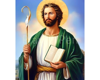 San Judas Tadeo Wall Art, Saint Jude Thaddeus, Catholic Printable, Religious Art Poster Print, Digital Download, Catholic Printable