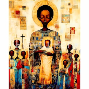 African Mary Wall Art Printable, African Christian Religious Art Digital Download, Catholic Printables, Black Madonna Poster