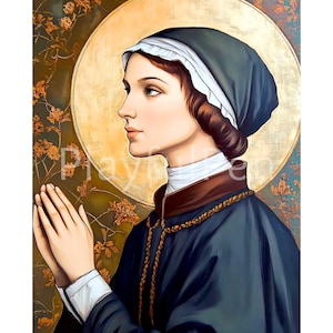 Saint Elizabeth Ann Seton Wall Art, St Mother Seton Art Print, Catholic Teacher Gift Digital Download, Catholic Printable Religious Poster
