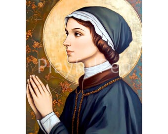 Saint Elizabeth Ann Seton kunst aan de muur, St Mother Seton Art Print, katholieke leraar cadeau digitale download, katholieke afdrukbare religieuze poster