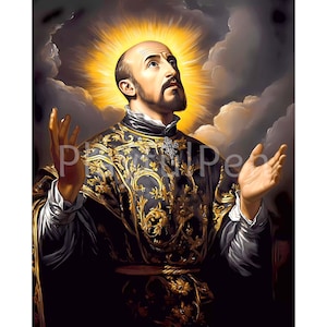 Saint Ignatius of Loyola Printable Wall Art, St Ignatius Loyola Catholic Poster Print, Jesuit Christian Religious Art Digital Download