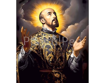 Saint Ignatius of Loyola Printable Wall Art, St Ignatius Loyola Catholic Poster Print, Jesuit Christian Religious Art Digital Download