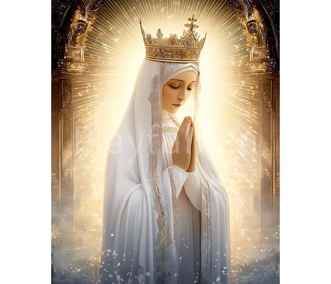 Our Lady of the Rosary Art Print, Catholic Wall Art Printable ...