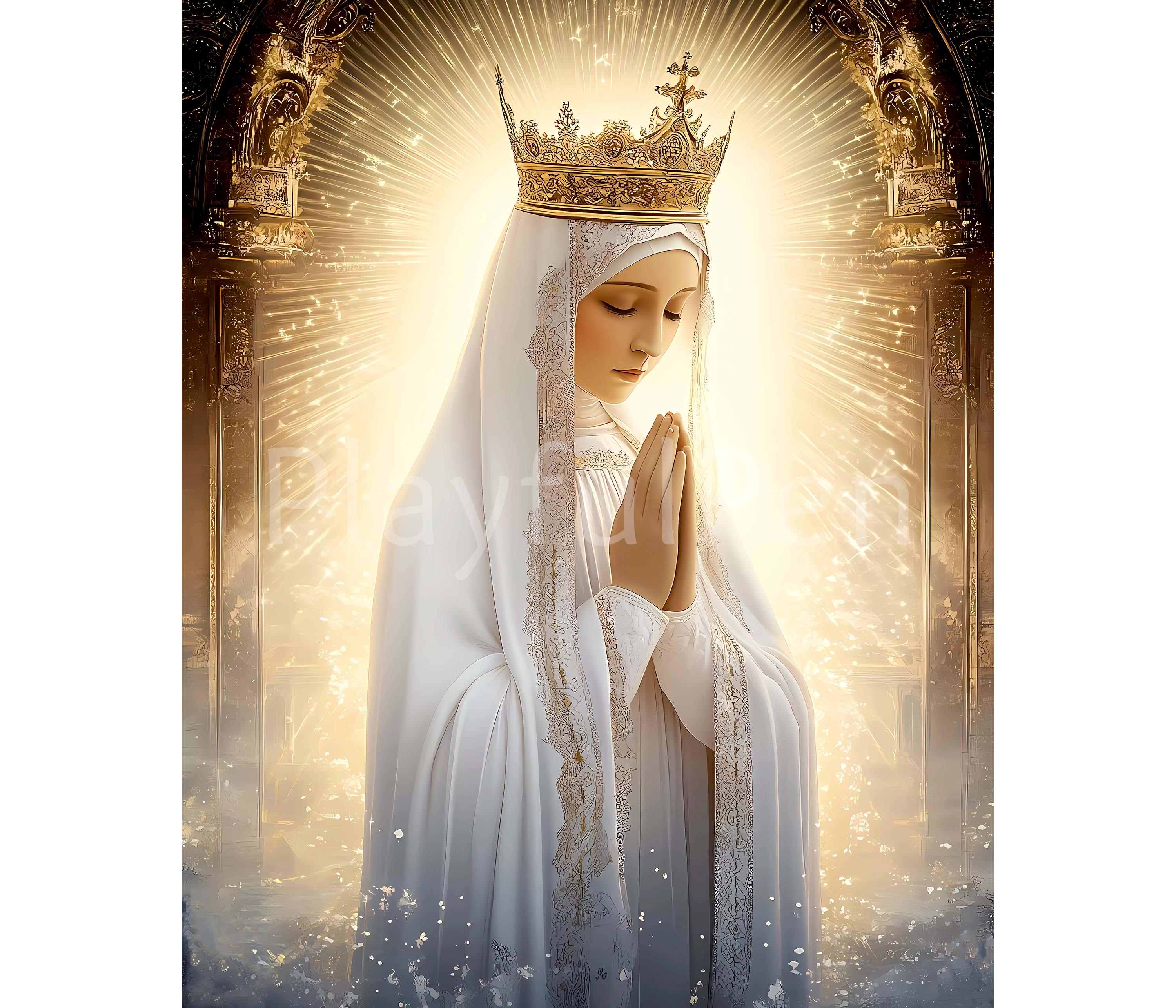 Our Lady of the Rosary Art Print, Catholic Wall Art Printable ...