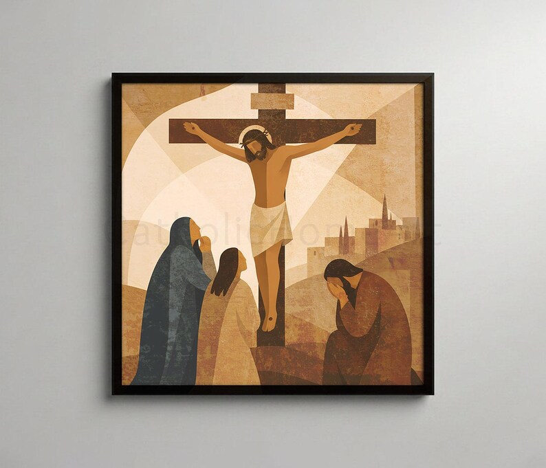 Jesus Cross Wall Art Printable SQUARE Poster, Modern Scripture Wall Art ...