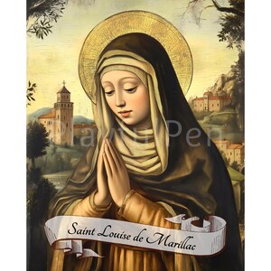 Arte de parede para impressão de Santa Luísa de Marillac, impressão de arte de santos religiosos católicos, pôster de Santa Luísa de Marillac, download digital instantâneo