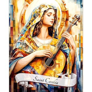 Saint Cecilia Printable Wall Art, Catholic Poster Religious Saints Art Print, St Cecilia Poster, Instant Digital Download