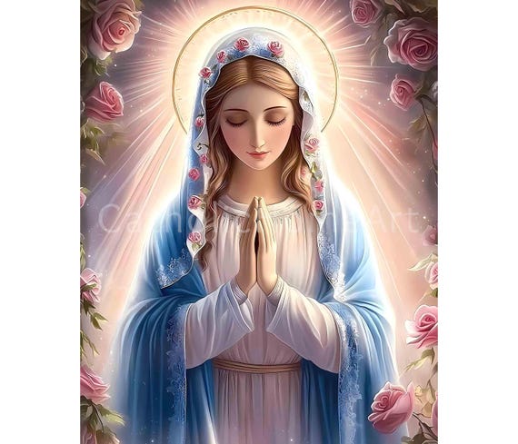 聖母マリアの印刷可能な壁アート、イエスの母のカトリック印刷宗教