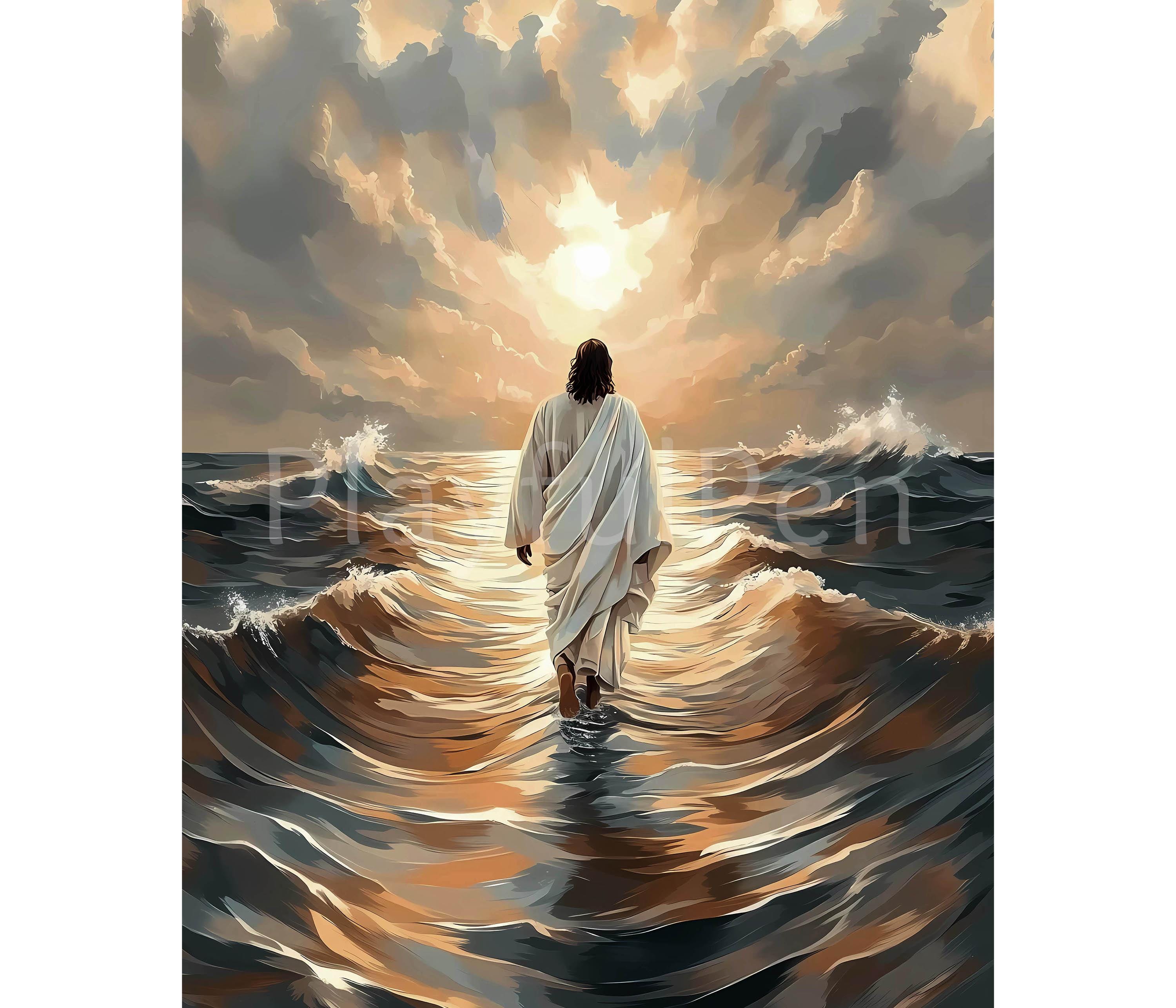 Jesus Walks on Water Wall Art Printable, Jesus Art Digital Download ...