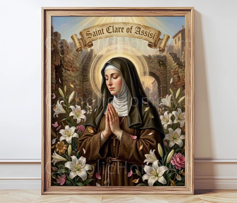 St. Clare Wall Art Printable, Saint Clare of Assisi Religious Poster ...