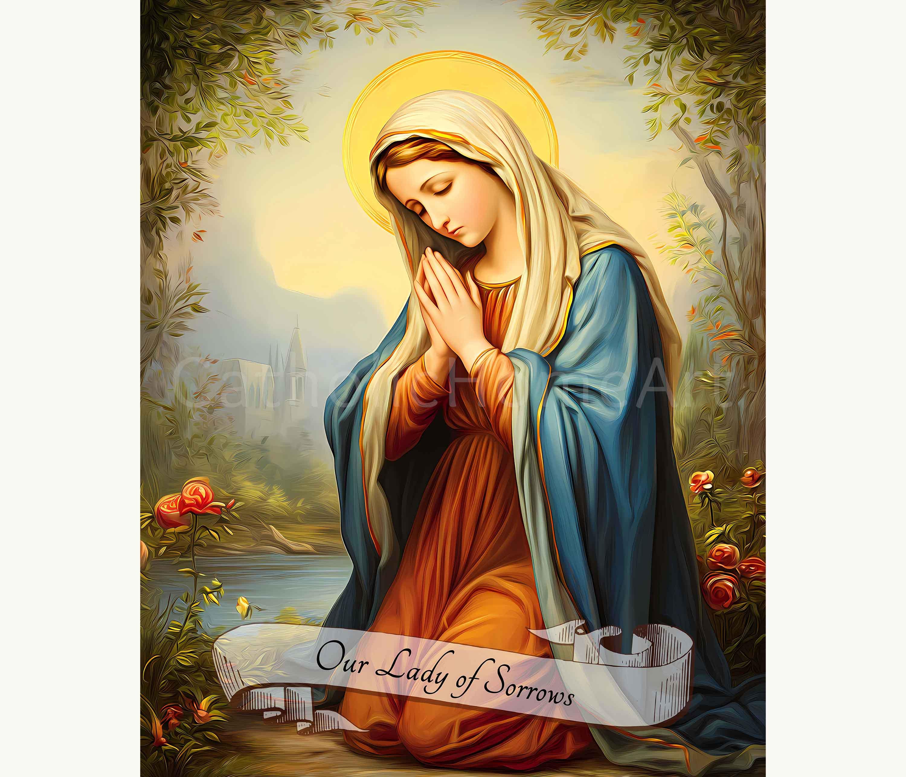 Our Lady of Sorrows Wall Art Printable, Sorrowful Virgin Mary Catholic ...