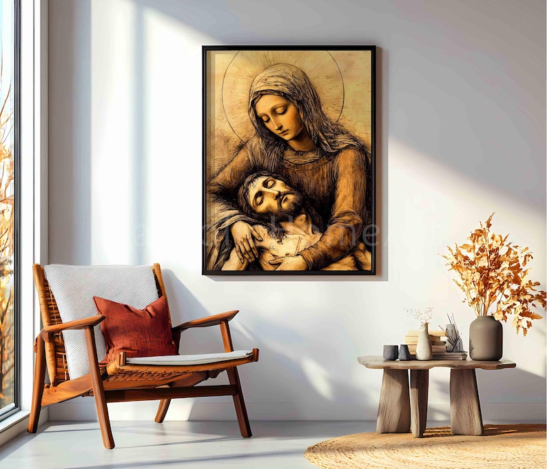 Virgin Mary With Christ Art Print, Mary and Jesus Catholic Gift ...