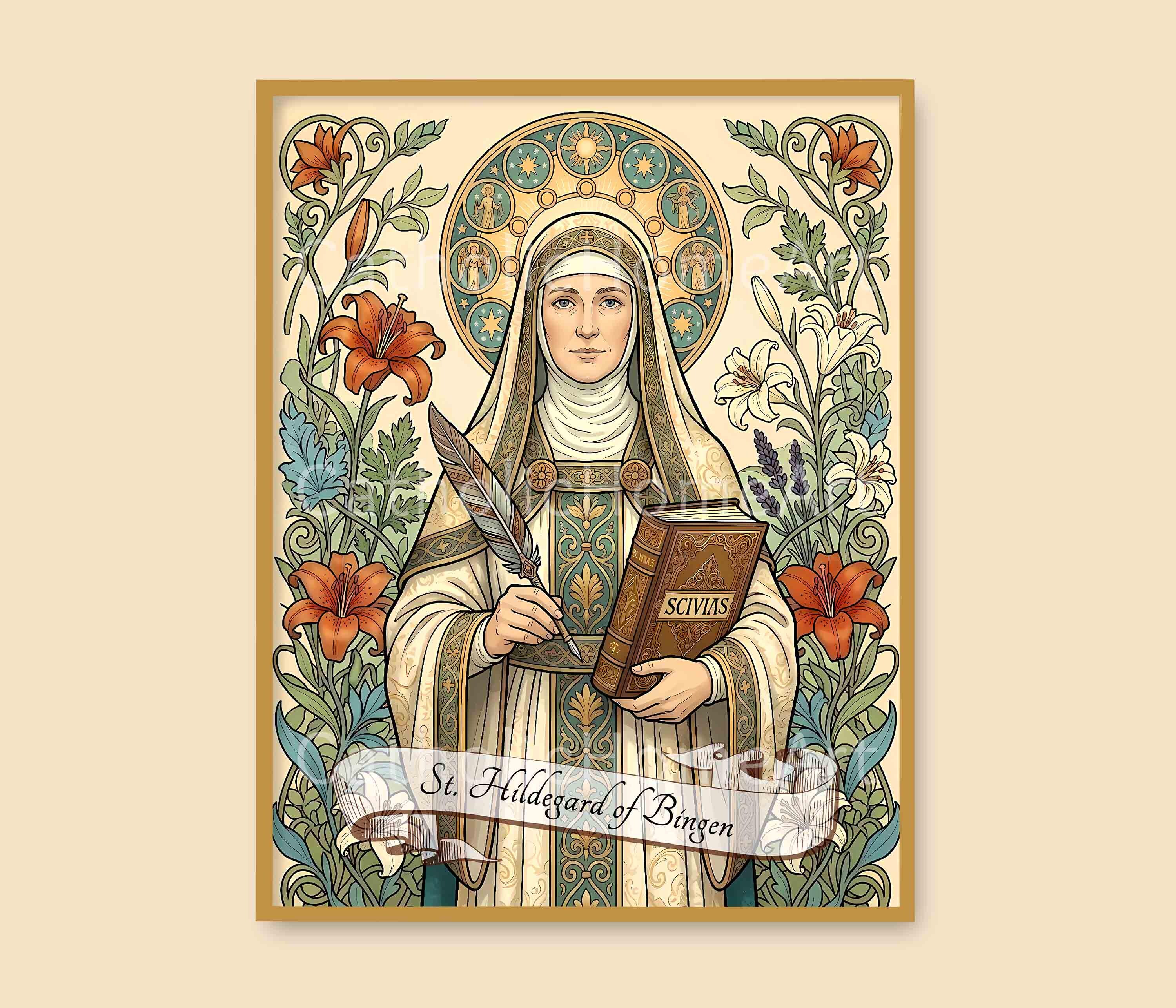 St Hildegard of Bingen Wall Art Printable, Religious Poster ...