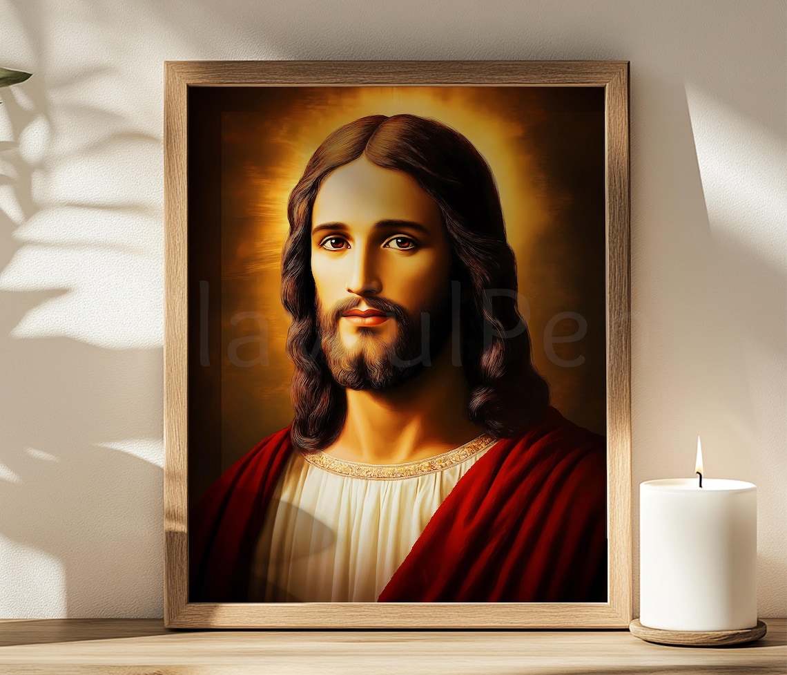 Portrait of Jesus Christ Printable Poster, Jesus Portrait Wall Art ...