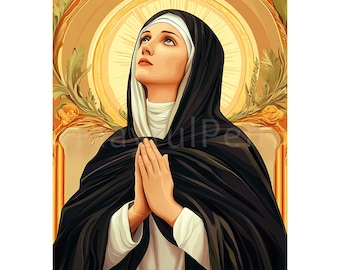 Saint Monica Printable Wall Art Poster, Mother of Saint Augustine, Christian Print, Patron Saint of Mothers and Wives, Digital Download