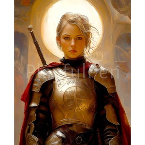 Joan of Arc Wall Art Printable, St Joan of Arc Print, Saints Digital Download, Saint Joan Christian Catholic Art Poster, Home Decor #2854