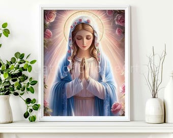聖母マリアの印刷可能な壁アート、イエスの母のカトリック印刷宗教