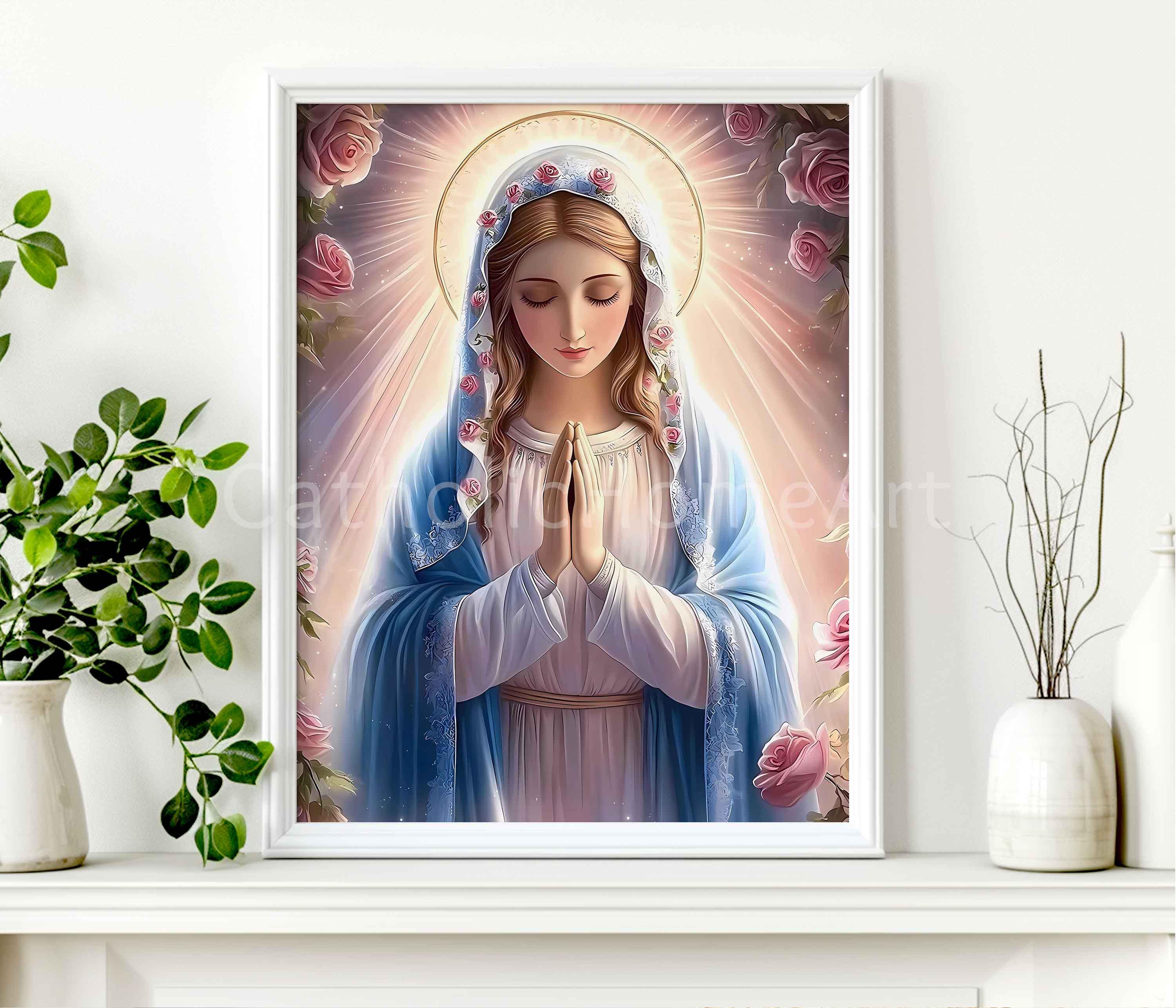 聖母マリアの印刷可能な壁アート、イエスの母のカトリック印刷宗教
