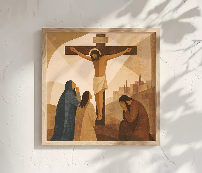 Jesus Cross Wall Art Printable SQUARE Poster, Modern Scripture Wall Art ...