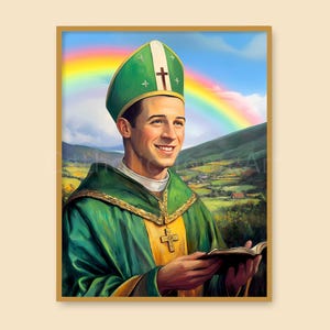 St Patricks Day Printable Wall Art, Young Saint Patrick Poster Print, Irish Catholic Ireland Saints Religious Art, Instant Digital Download
