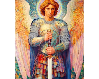 ホセ・ベルガーラ・ヒメーノ、大天使聖ミカエル、新品額装付、画集画 ホセ・ベルガーラ・ヒメーノ、大天使聖ミカエル、新品額装付