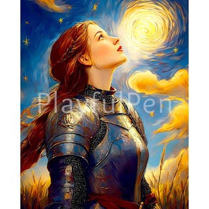 Joan of Arc Wall Art Printable, St Joan of Arc Print, Saints Digital Download, Saint Joan Christian Catholic Art Poster, Home Office Decor