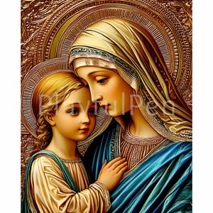 Saint Anne Mother of Mary Printable Wall Art Print, Holy Family Digital Download Christian Catholic Poster, Religious Art