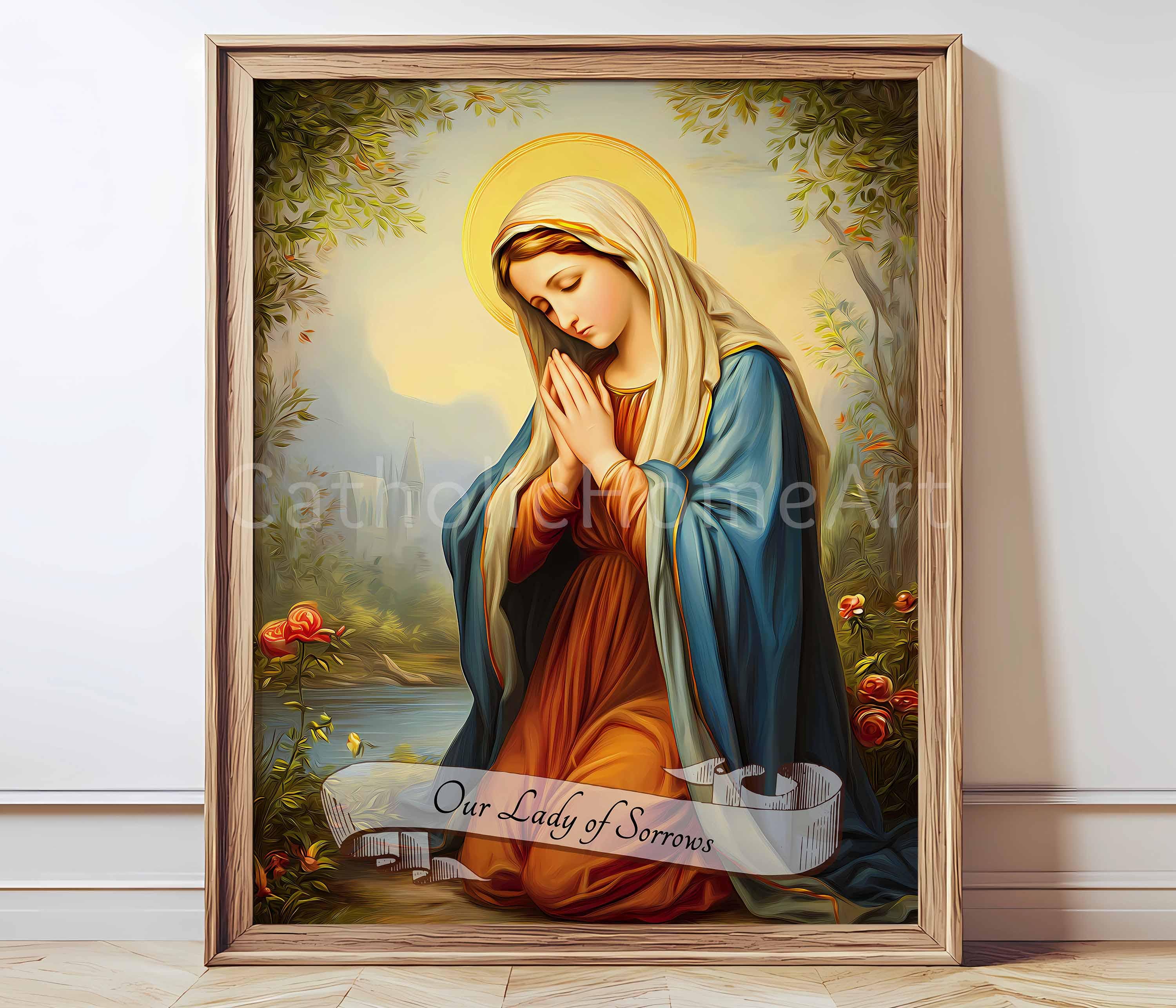Our Lady of Sorrows Wall Art Printable, Sorrowful Virgin Mary Catholic ...