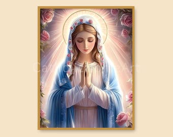 聖母マリアの印刷可能な壁アート、イエスの母のカトリック印刷宗教