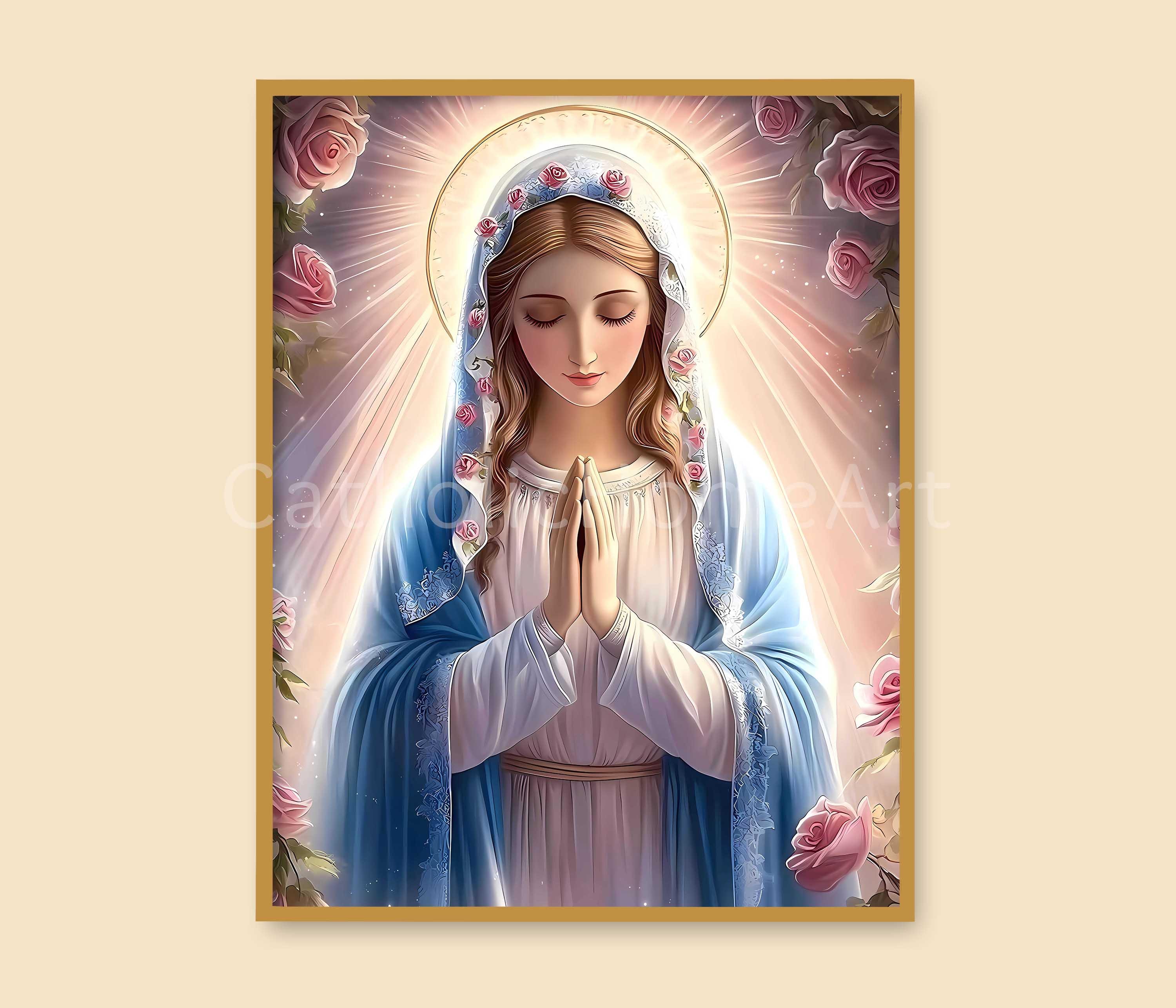 聖母マリアの印刷可能な壁アート、イエスの母のカトリック印刷宗教