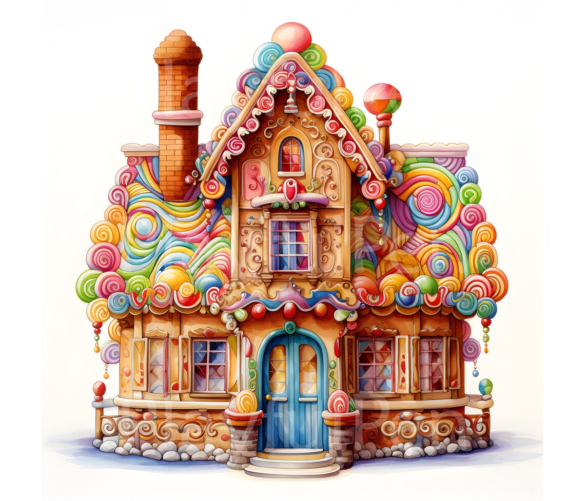 Gingerbread House Clipart 12 High Quality Jpgs Watercolor - Etsy Canada