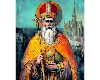 St. Maternus Printable Wall Art, Saint Maternus of Cologne Picture, Catholic Poster Print, Germany, Christian Religious Art Digital Download